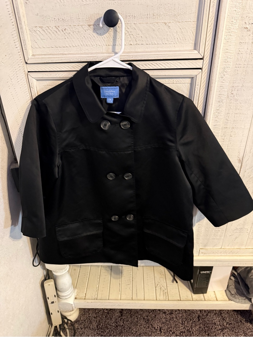 Simply Vera Vera Wang Black Double-Breasted Short Peacoat